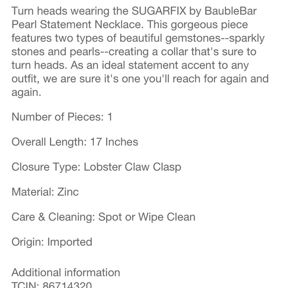 COPY - SUGARFIX by BaubleBar Pearl Statement Necklace NWT - Picture 5 of 7